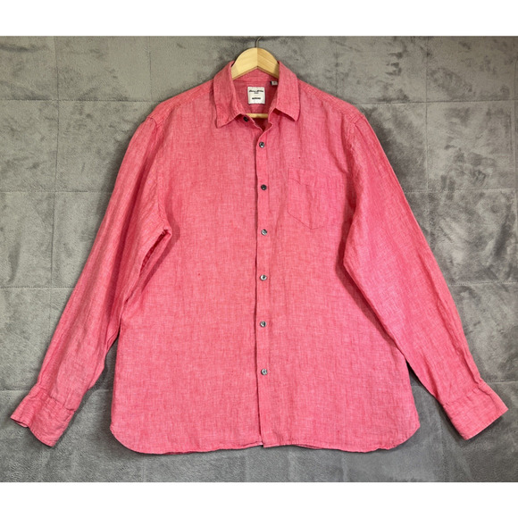 Baird McNutt Shirt Size Large Red Murano Linen Button Up Resort Beach - Picture 1 of 11